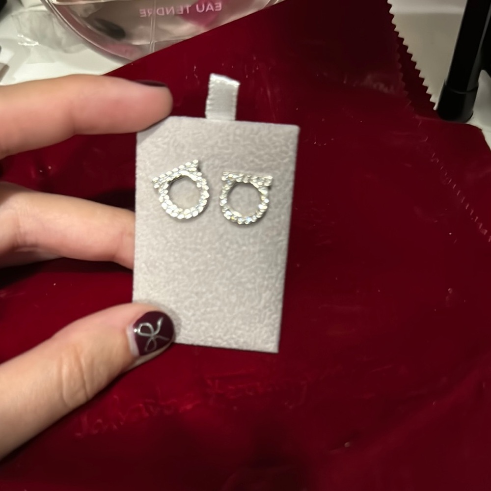 Elegant Silver Crystal Hoop Earrings